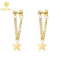 New arrival stainless steel 18k gold plated five-pointed star simple drop earring